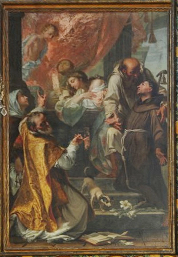 Gesù Bambino adorato da Santi